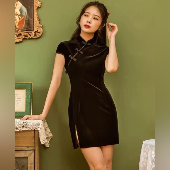 Dresses & Skirts - Beth and Brian Velvet Mini Qipao Cheongsam